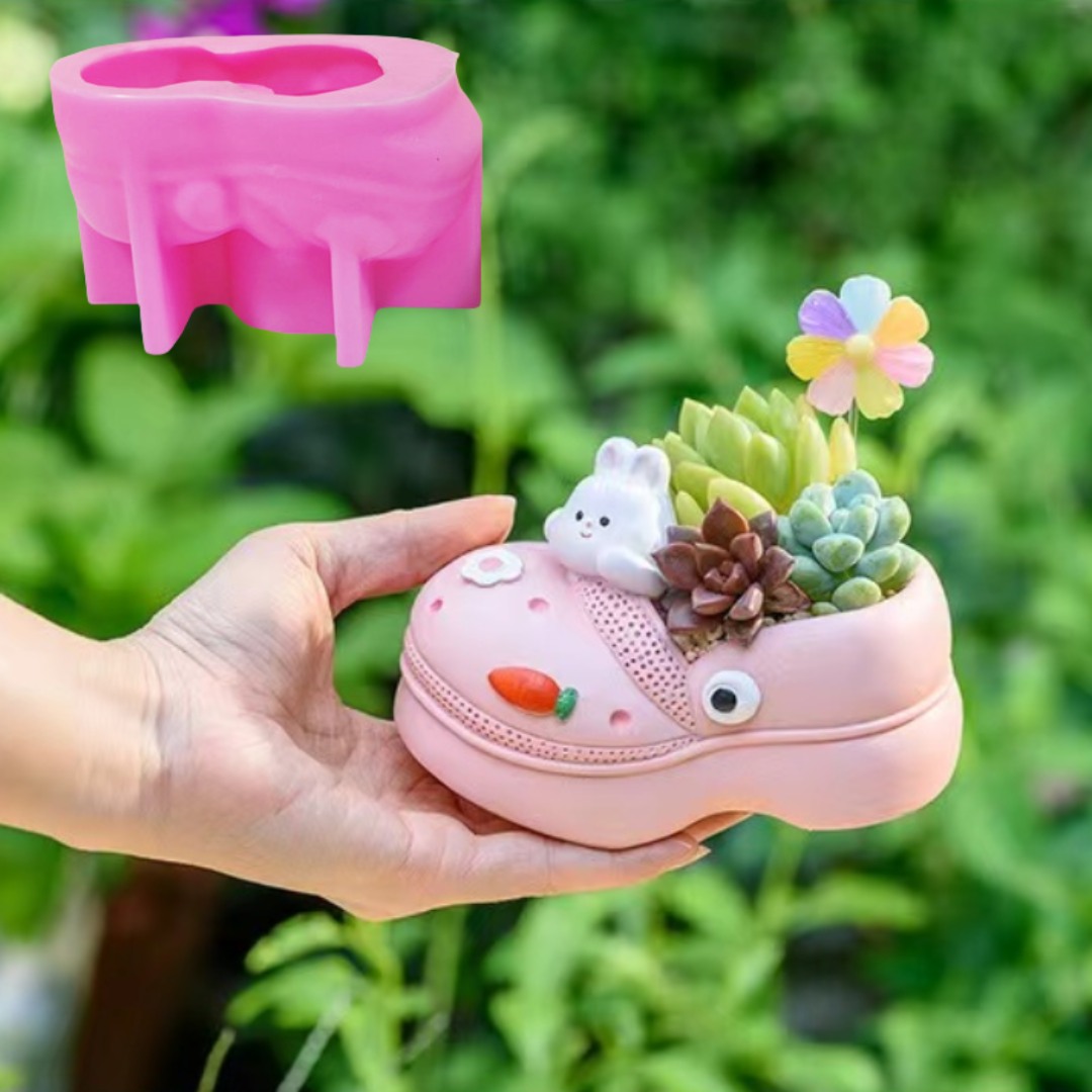 Echeveria Succulent - Sandal hewan 3D, Pot bunga tanaman