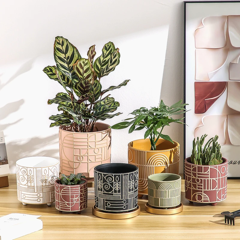 Aloe Vera Pot - Pot bunga keramik silinder sederhana, Pot