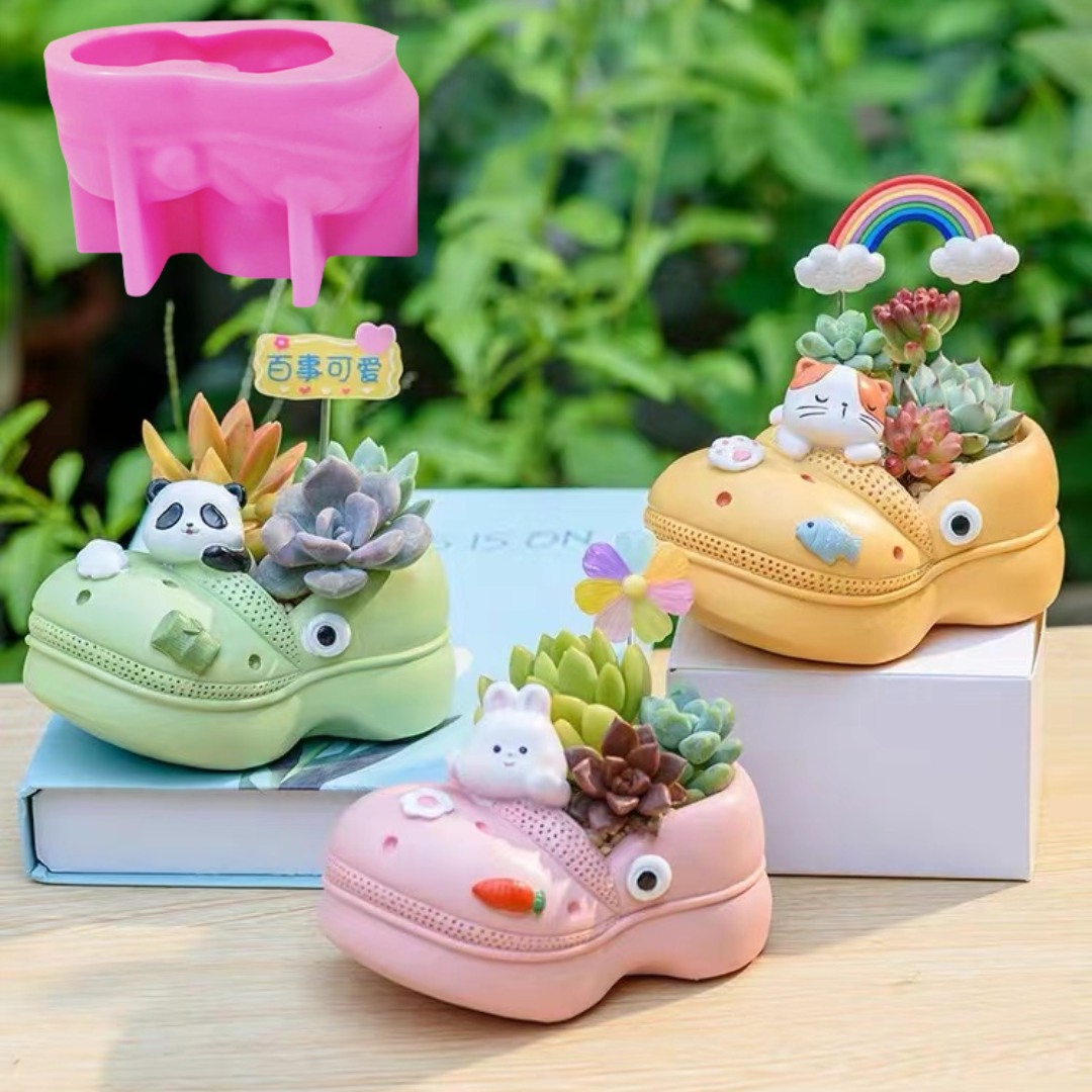 Sandal hewan 3D, Pot bunga tan - Echeveria Succulent ulasan dan harga
