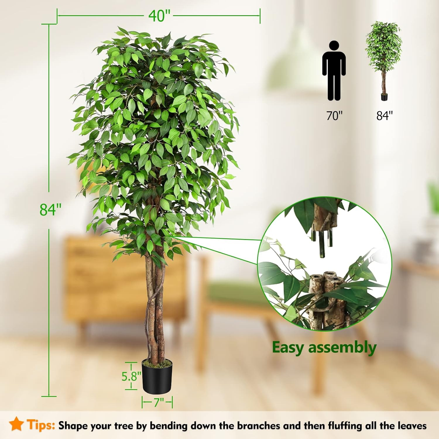 Pohon Ficus Buatan yang Mirip  - Ficus Lyrata Tree ulasan dan harga